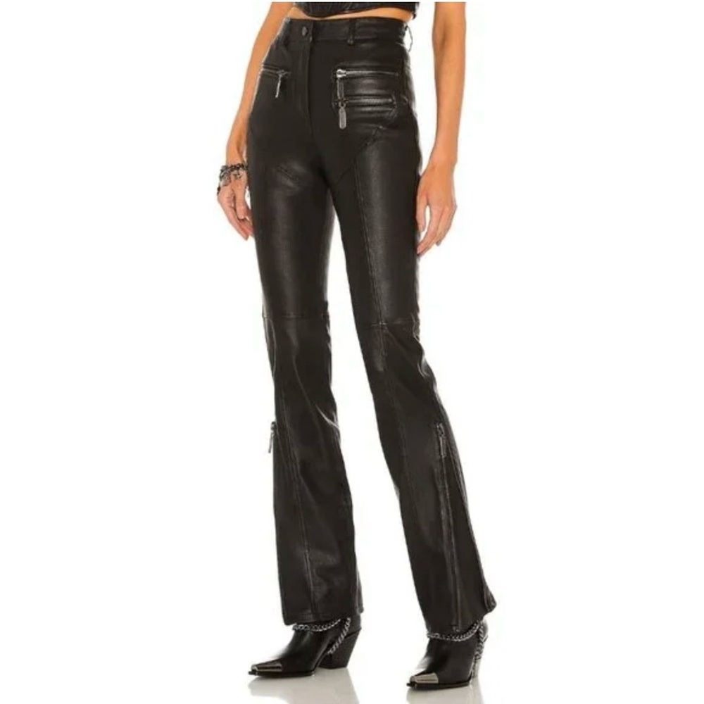 DUNDAS X REVOLVE S Syd Leather Pants Black Edgy Rocker Biker 90’s Y2K Luxury